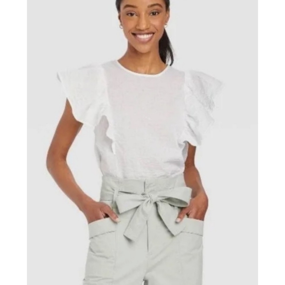 A New Day Flutter sleeve top White Size S